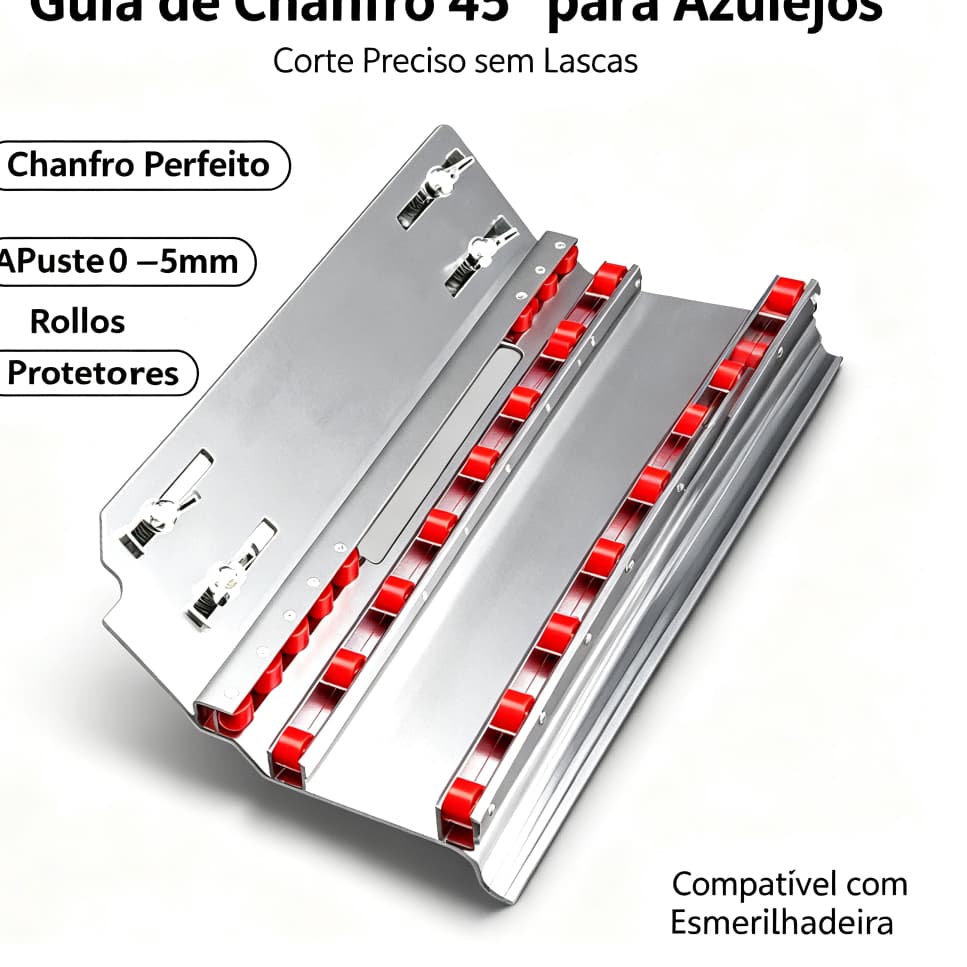 Guia de Chanfro 45° para Azulejo Porcelanato | Cortes Sem Lasca Ajustável 0‑5mm Compatível Esmerilhadeira