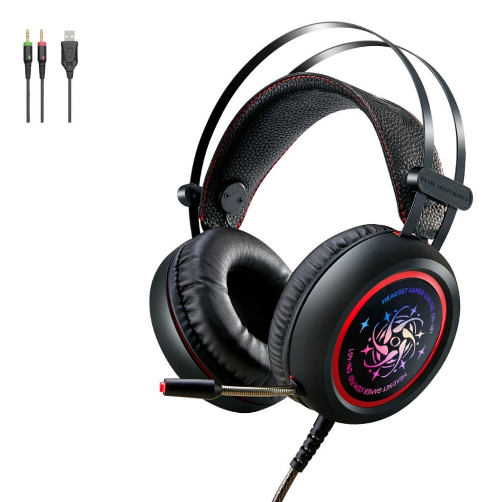 Headset Gamer com Fio Onistek ON-401 40mm LED Microfone Flexível para PC Notebook