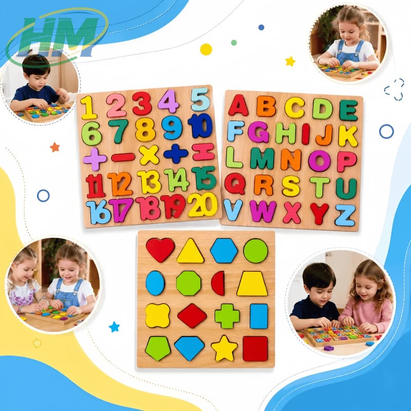 ✅[BR Seller]Kit 3 Jogos Brinquedos Educativos Madeira Numeros Letras Alfabeto Babuu Brinquedos Educativos