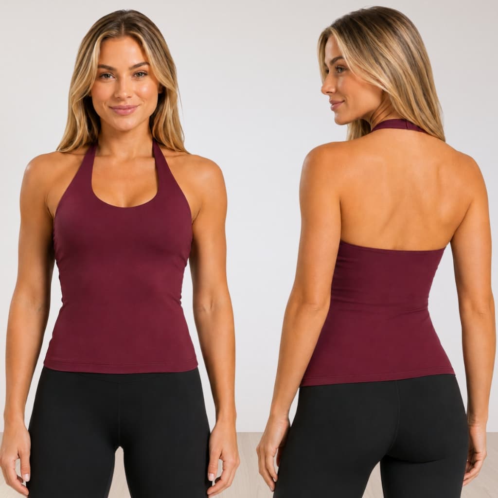 Regata Frente Única Fitness Feminina Halter Zero Transparência Alta Sustentação Academia Promoção 9.9