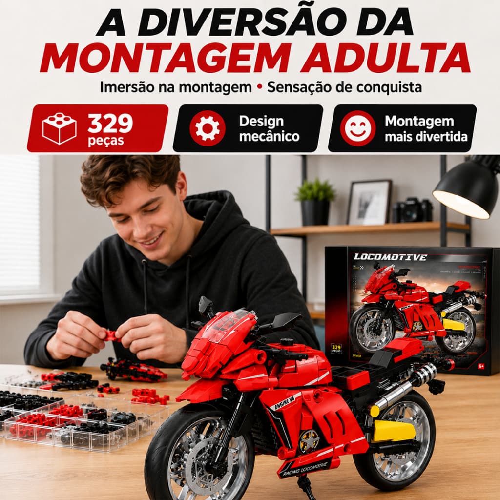 Brinquedo Educativo Streetfighter V4 329 Peças Moto de Blocos de Montar Compatível com Lego