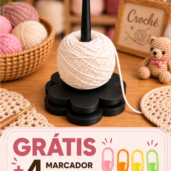 Suporte Giratório para Linha de Crochê e Tricô Flor Desmontável Novelo Barbante Fio 360° Artesanato