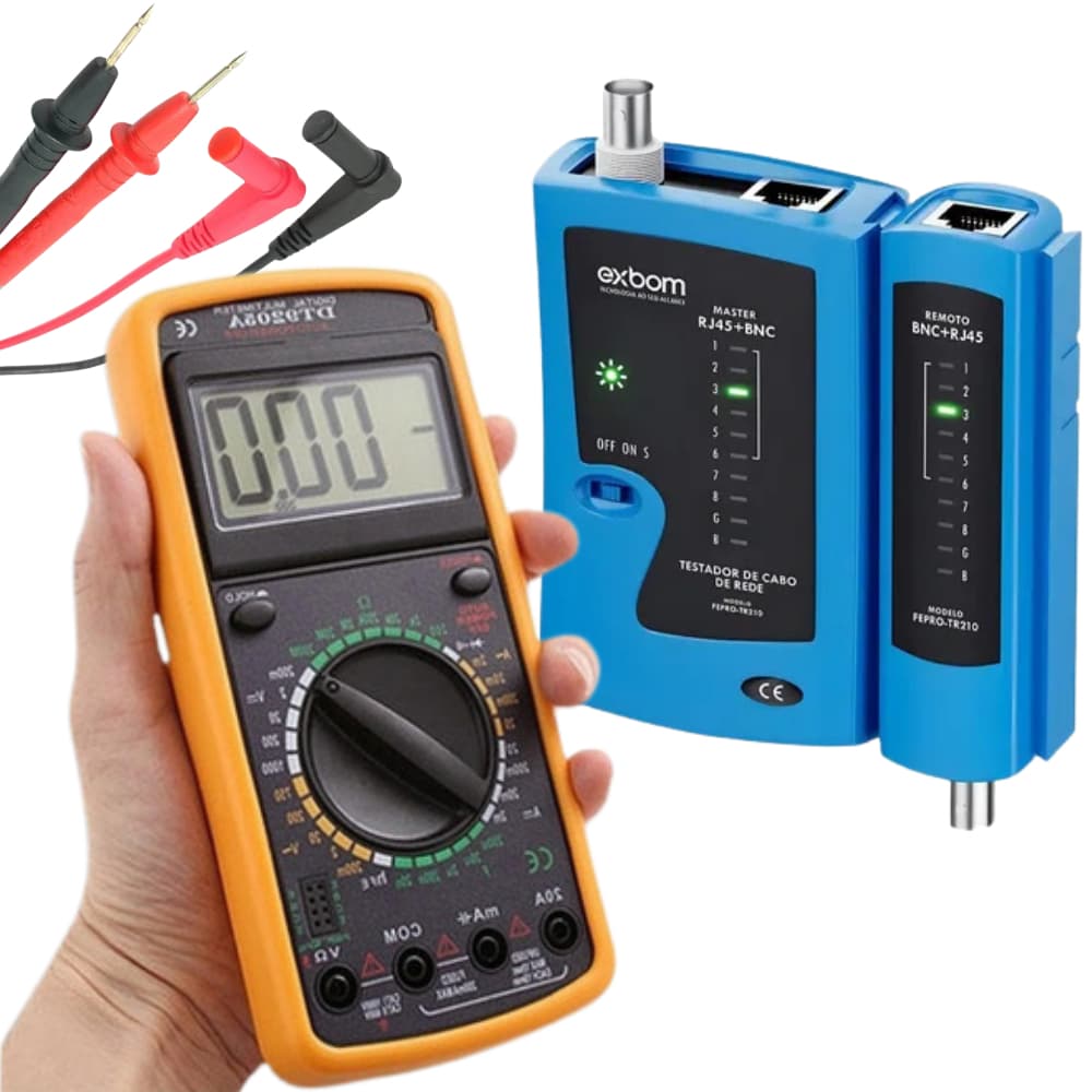 Multimetro Digital C/ Capacimetro 200uf + Teste de Cabos RJ45