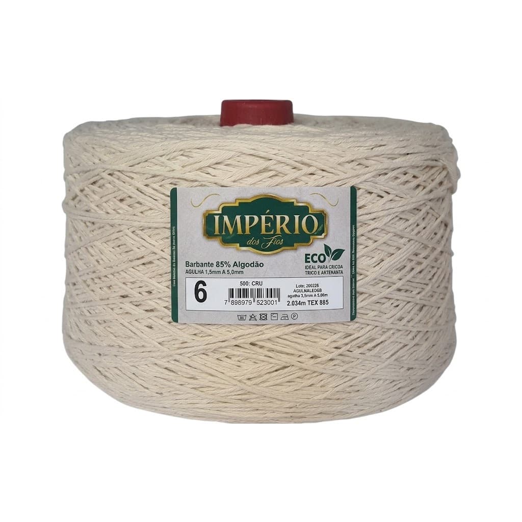 2KG BARBANTE CRÚ IMPÉRIO DOS FIOS | FIO 6| PARA CROCHÊ, TRICÔ E ARTESANATO