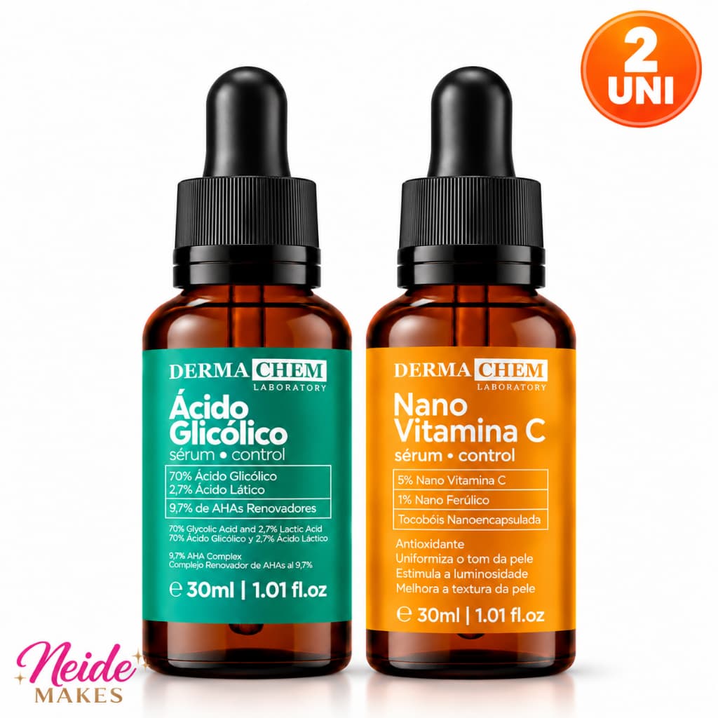 Kit Sérum Vitamina C Nano Control + Sérum Acido Glicólico Contro Dermachem 30 ml
