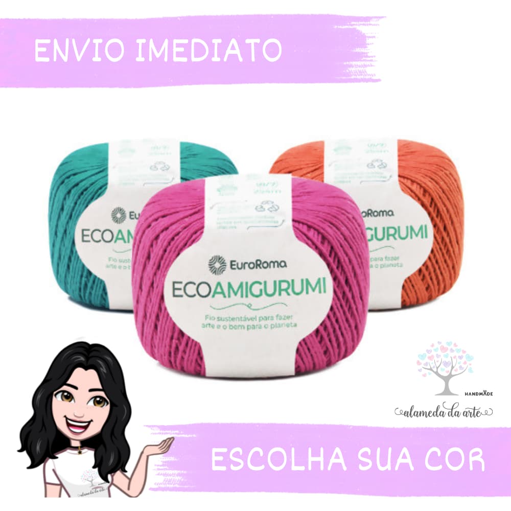 Fio EcoAmigurumi 250m 160g EuroRoma Kit 6/3/1 unidades Amigurumi Crochê