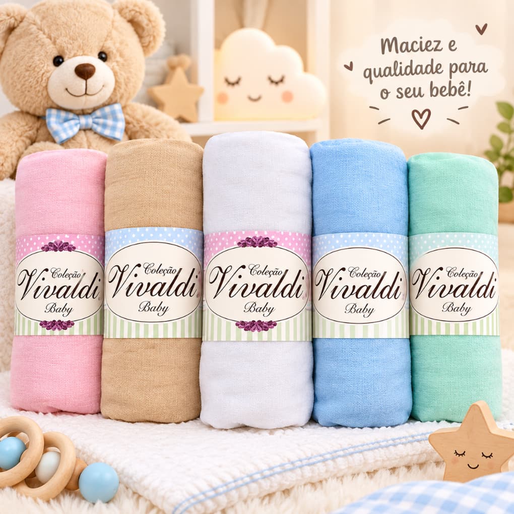 KIT 3 Lençol De Berço com Elástico Malha Americano 100% Algodão Vivaldi Enxoval Bebe