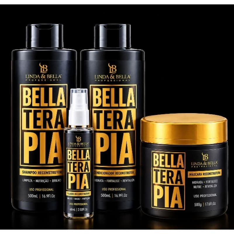 Kit 4 Unidades Bellaterapia - Mascara de Tratamento 500g + Shampoo e Condicionador 500ML + Óleo 60ML