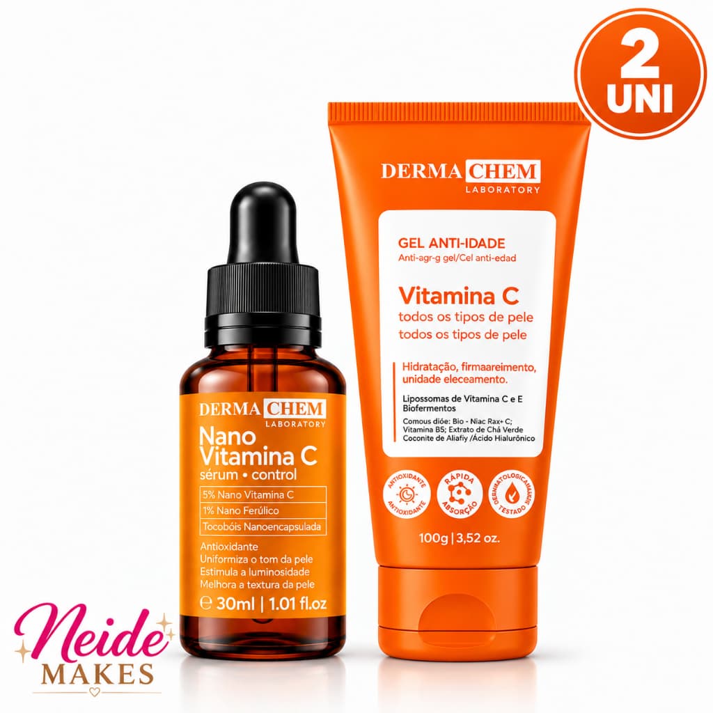 Kit Sérum Vitamina C Nano Control e Gel Anti-idade Vitamina C Dermachem 100ml