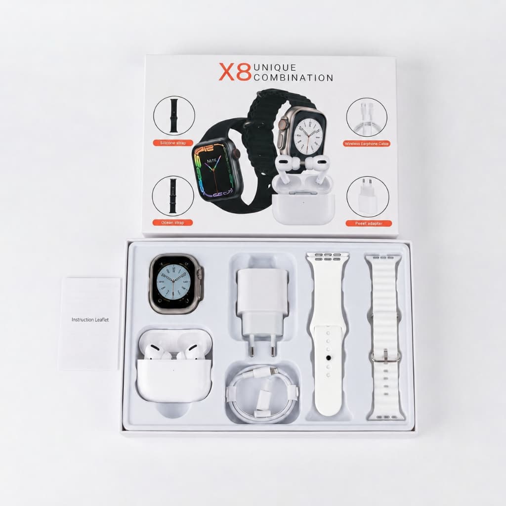 2026 Novo kit X8 5em1 Smartwatch Relógio Inteligente  Para iOS Android  Chamadas Bluetooth Smartwatch