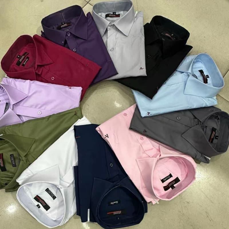 Camisa Social Manga Longa Masculino Slim Fit Ar@Mi$ Lisa Cores Clássicas Confortável não amassa