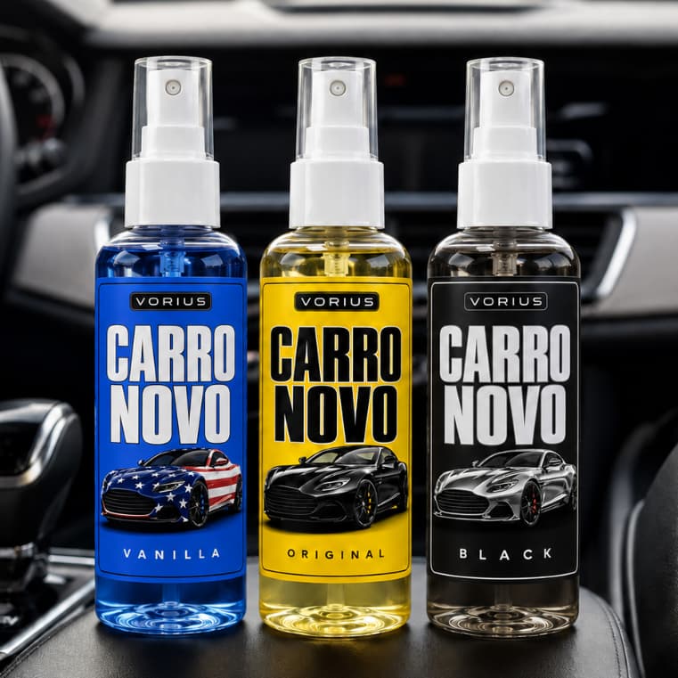 Kit 3 Cheirinhos para Carro Spray Aromatizante Automotivo Carro Novo Vanilla Black