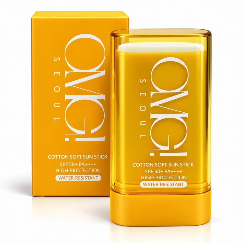 OMG! Seoul Cotton Soft Sun Stick SPF 50+ PA++++ Protetor Solar Facial Bastão Water Resistant Toque Seco Skincare Coreano