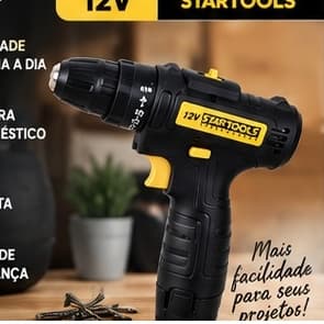 Kit Parafusadeira Furadeira 12V a Bateria Sem Fio com Cabo Extensor para Parafusar e Furadeira