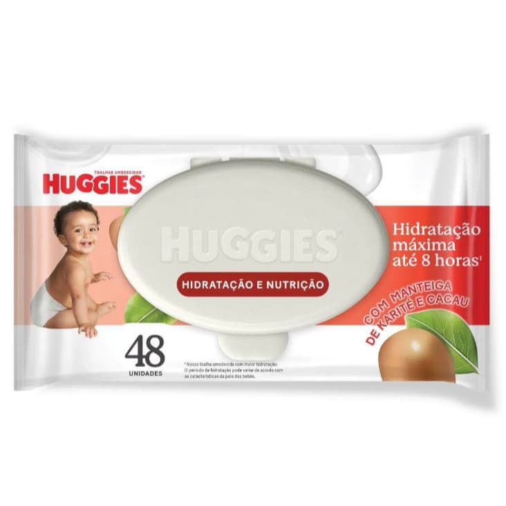 Lenço Umedecido Huggies Hidratação e Nutrição Hipoalergênico Sem Álcool 48 unidades