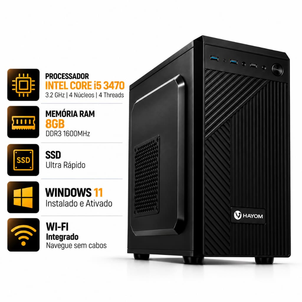 PC Completo Intel Core I5 3470 LGA 1155 SSD 8GB Ou 16GB DDR3 1600MHz Computador Desktop