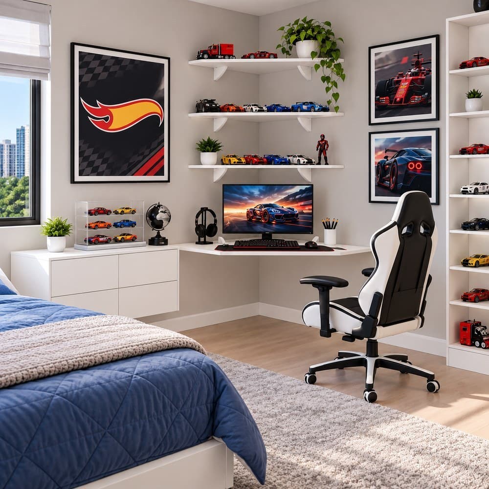 Mesa Gamer p/ Jogos Computador Pc e Notebook Kit Branco c/ prateleira Envio Imediato