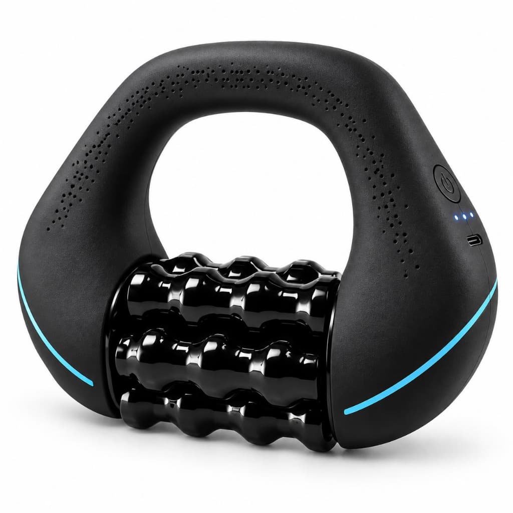 Massageador Muscular Elétrico Rolo Percussivo Vibração 3 Velocidades Alívio Dores Costas Ombros Pernas Pescoço