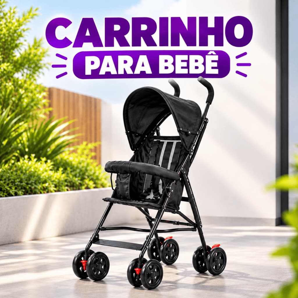 Carrinho de Bebê Guarda-Chuva Portátil Leve com Capota, Porta-Copo e Cinto de Segurança