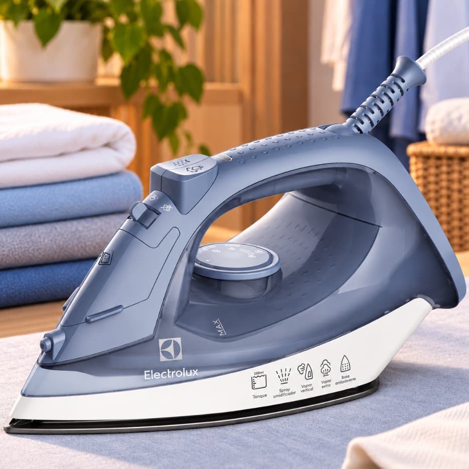 Ferro de Passar Roupa Electrolux Efficient ESI10 a Vapor e a Seco 220V com Base Antiaderente e Vapor Vertical