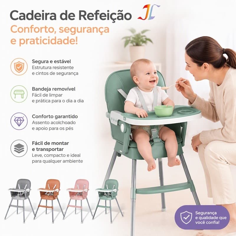 Cadeira de Alimentação Bebê Portátil 3 em 1 Cadeirão Multifuncional para Casa e Viagens CY01