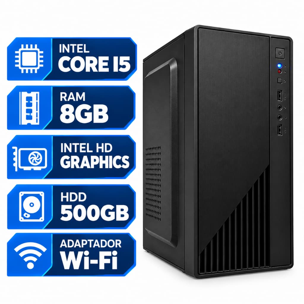 Computador Novo Core i5 de 3ª 8gb ram Ddr3 Hd Sata 500gb Wifi Torre Cpu Desktop Wifi Trabalho Estudo