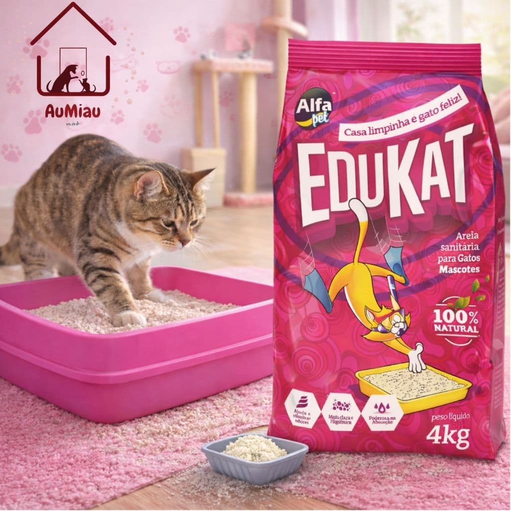 Areia Edukat Sanitária Higiênica Para Gatos Anti Odor Pacote 4kg
