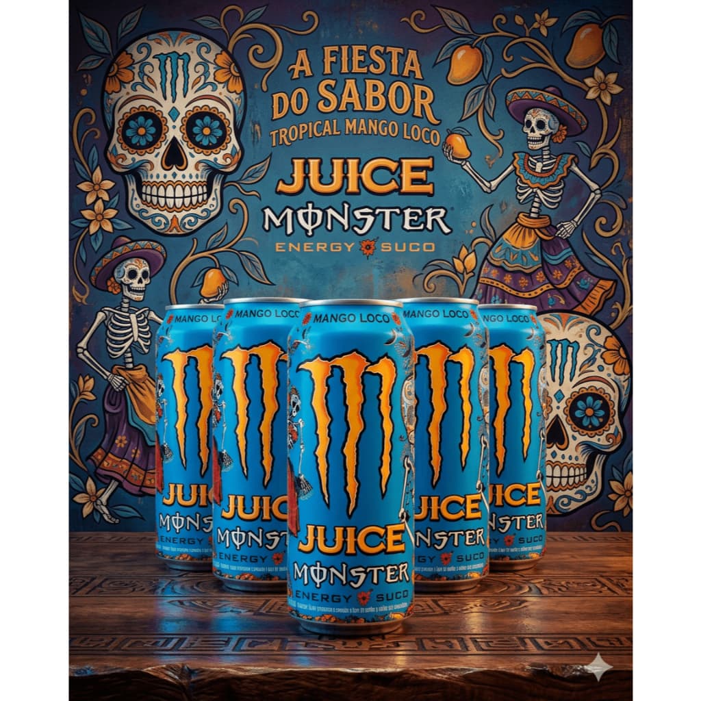 Energético Monster Juice Mango Loco - Sabor Doce e Marcante, Ideal para o Dia