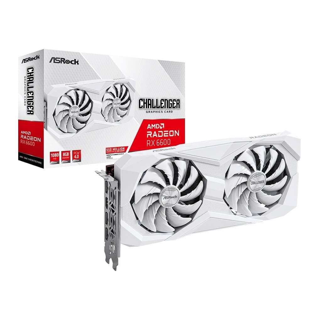 Placa de Vídeo AsRock AMD Radeon RX 6600 Challenger White 8GB GDDR6 128 Bits - 90-GA4UZZ-00UANF