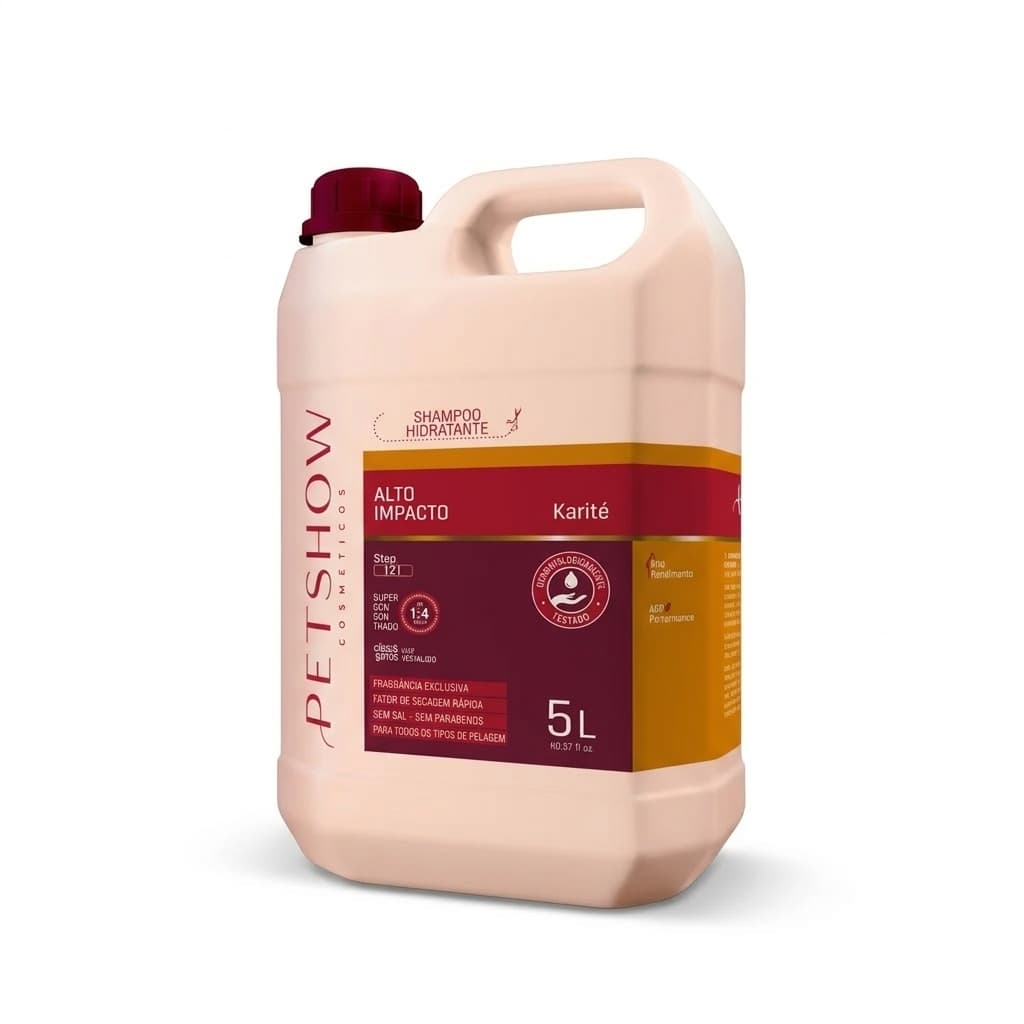 Shampoo Pet Show Alto Impacto Karité 5L Profissional Para Cães e Gatos Hidratação Intensa grooming  Pet Shop