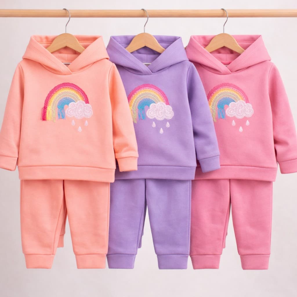 Conjunto Fofinho De Bebê Menina Inverno | 1 a 9 Meses | Soft Plush Peluciado | Casaco Com Capuz E Calça
