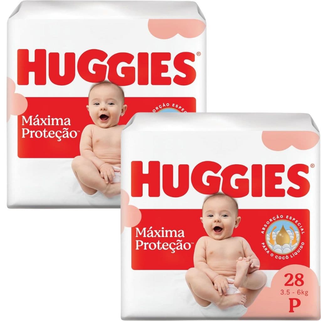 Fralda Huggies Máxima Proteção P - 56 Fraldas