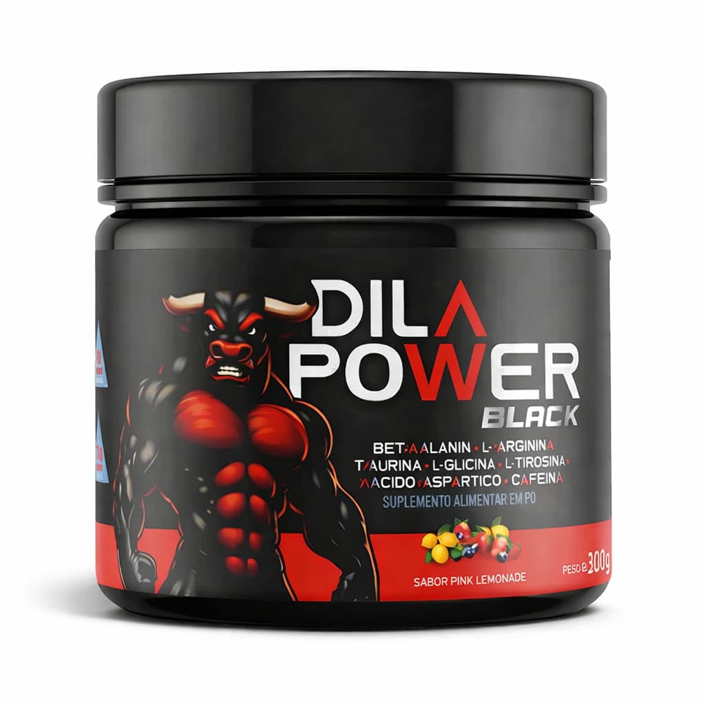 Dilapower Pré Treino Black Extra Pump 300g Sabor Pink Lemonade Focado Para Treinos