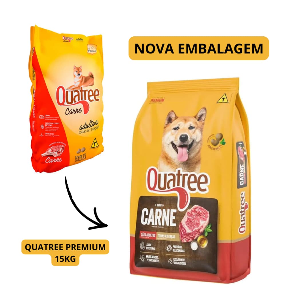 Ração Quatree Premium Sabor Carne 15KG Cachorro Adulto 21%Protein Todas Raça Envio Imediato ORIGINAL