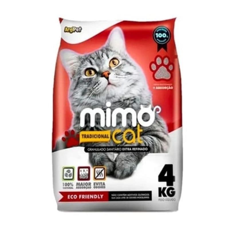 Areia Sanitária Mimo Cat Tradicional 4kg - Absorção Eficiente, Natural e Ecológico