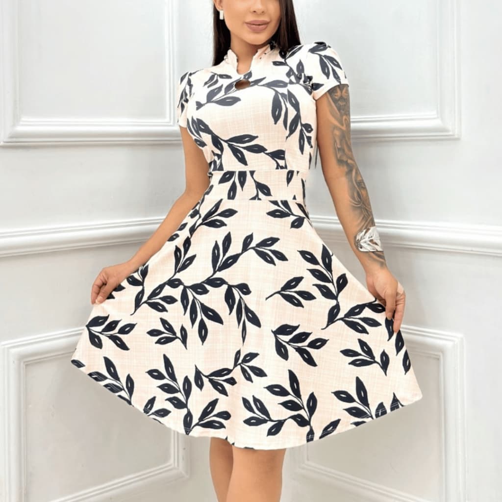 Vestido Feminino Estampado Rodado Soltinho - Moda Evangélica Elegante Sofisticada