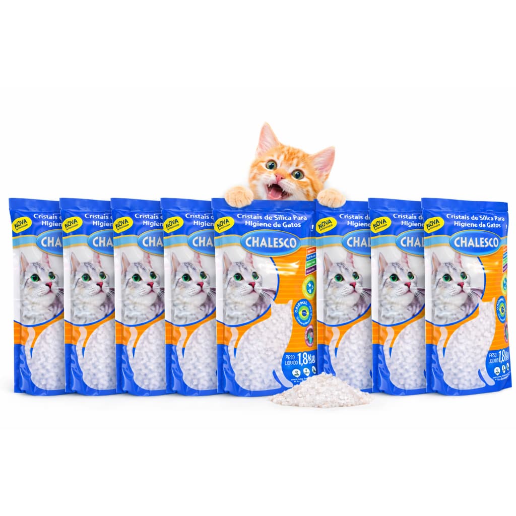 8 Areias Sanitária Cristais De Silica P/ Gato 1.8kg Chalesco