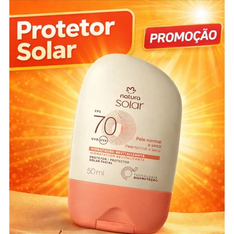 Protetor Solar Facial Renew 50FPS 40G / Protetor Solar Facial Pele Normal a Seca FPS 70 Natura Solar
