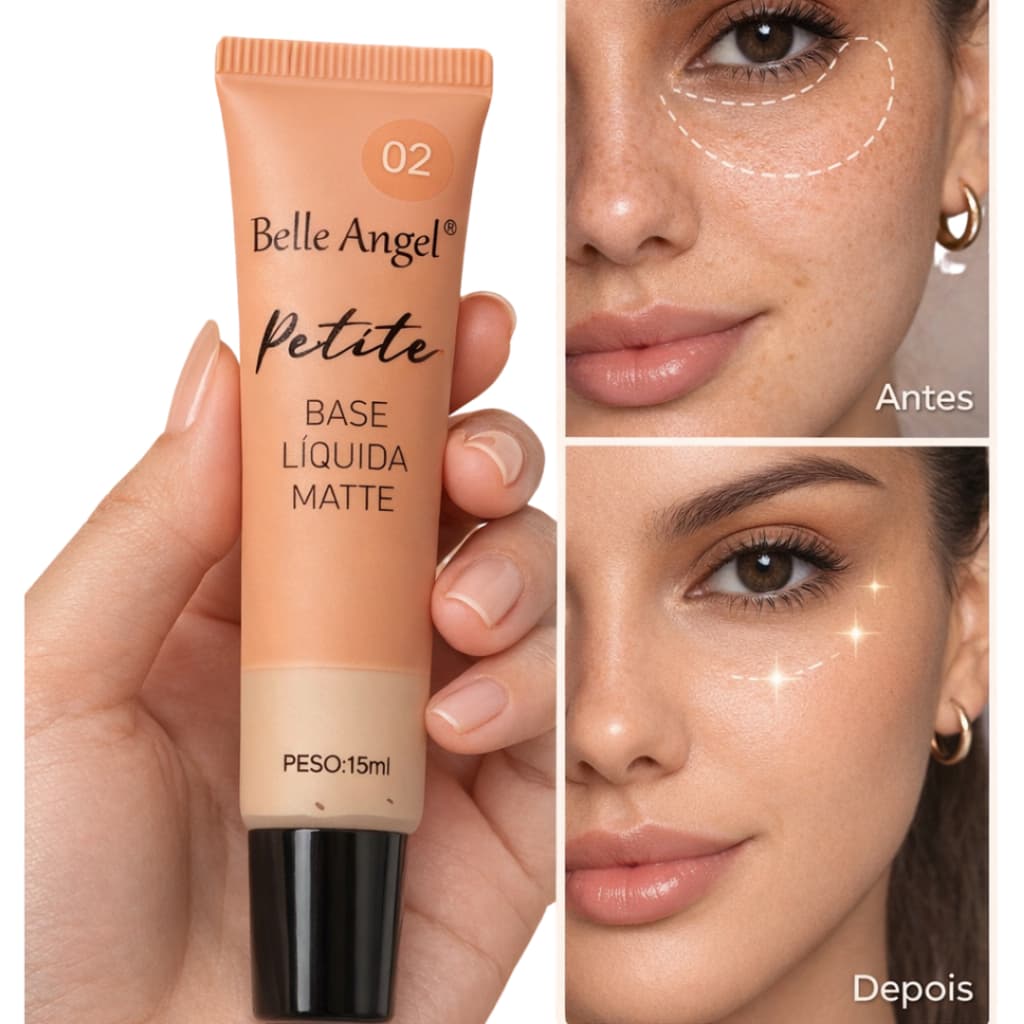 Base Líquida Matte Petite Belle Angel 15ml | Compacta Ideal para Bolsa e Viagem | B177