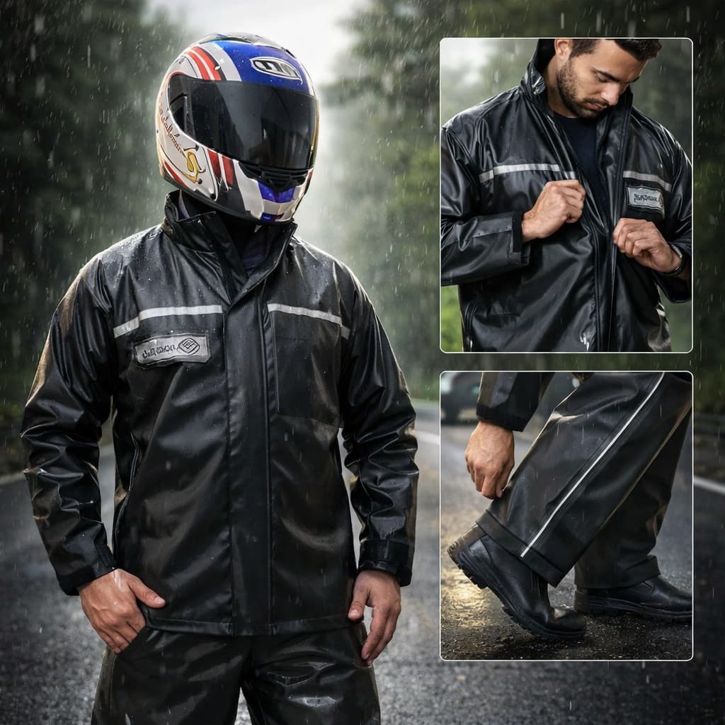 Conjunto Capa Chuva Moto Emborrachada Impermeável Com Gola Flex Motoboy  Entregador Motoqueiro