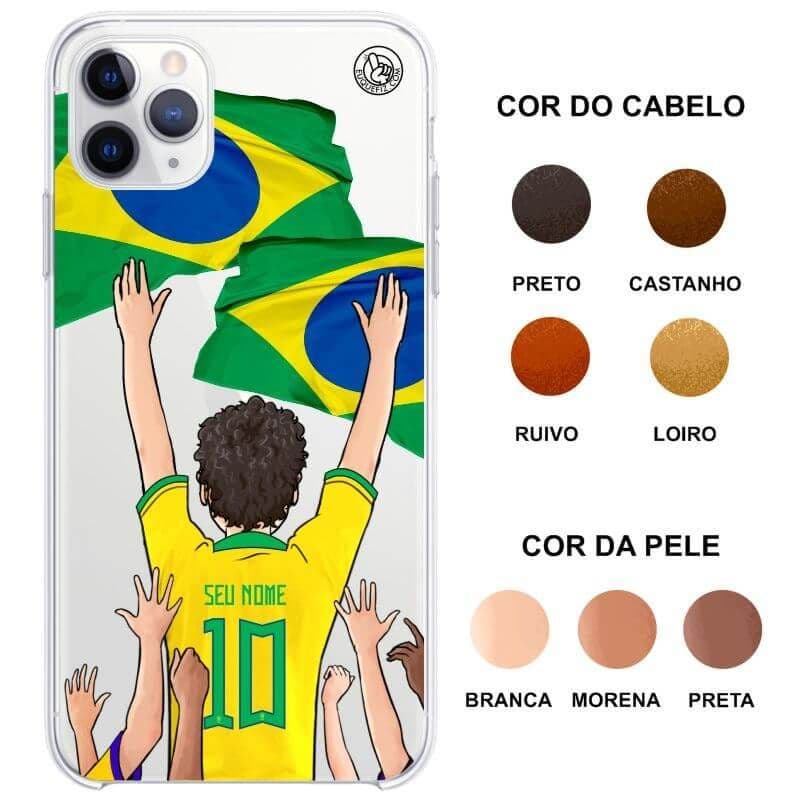Capinha de Celular Torcedor do Brasil Cabelo Cacheado - Diversos Celulares