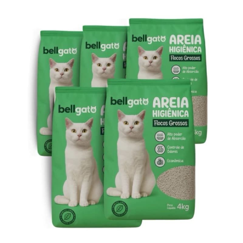 Bellgato Areia Sanitária SUPER PREMIUM 5 Pacotes – Anti Odor 20kg