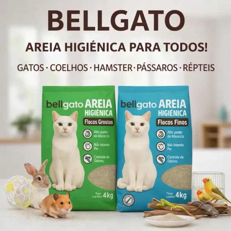 Areia Sanitária Para Gatos Bellgato – Kit 5un 20kg Total