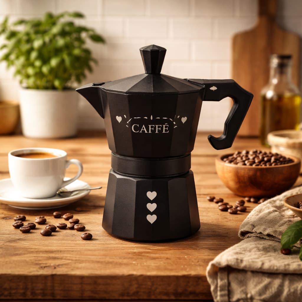 Cafeteira Italiana Milano Inox Preta rende 6 Xicaras Café Expresso Moka 300ml Cozinha
