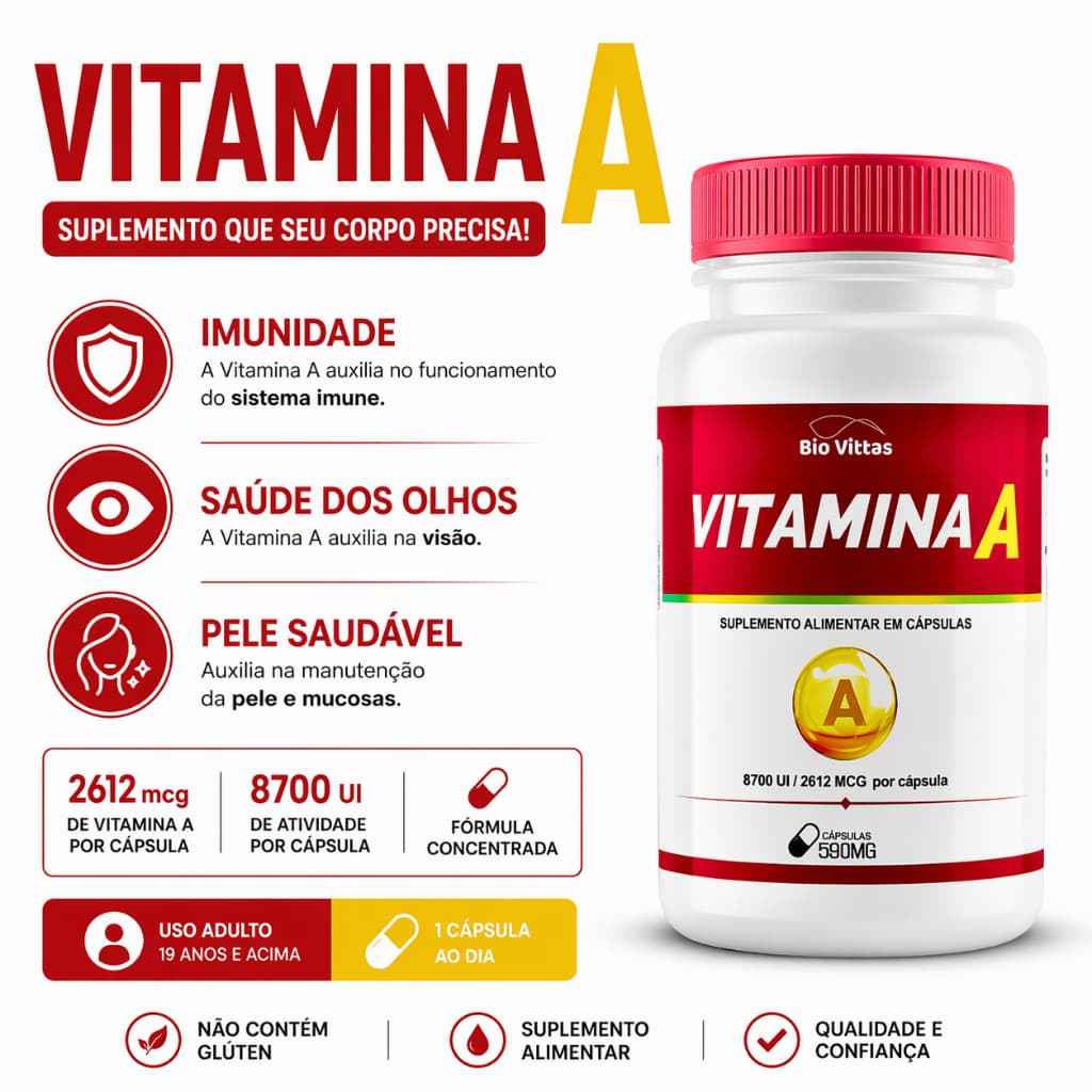 Vitamina A 8700ui  Acetato de Retinol | 2612MG - Suplemento Alimentar BVittas