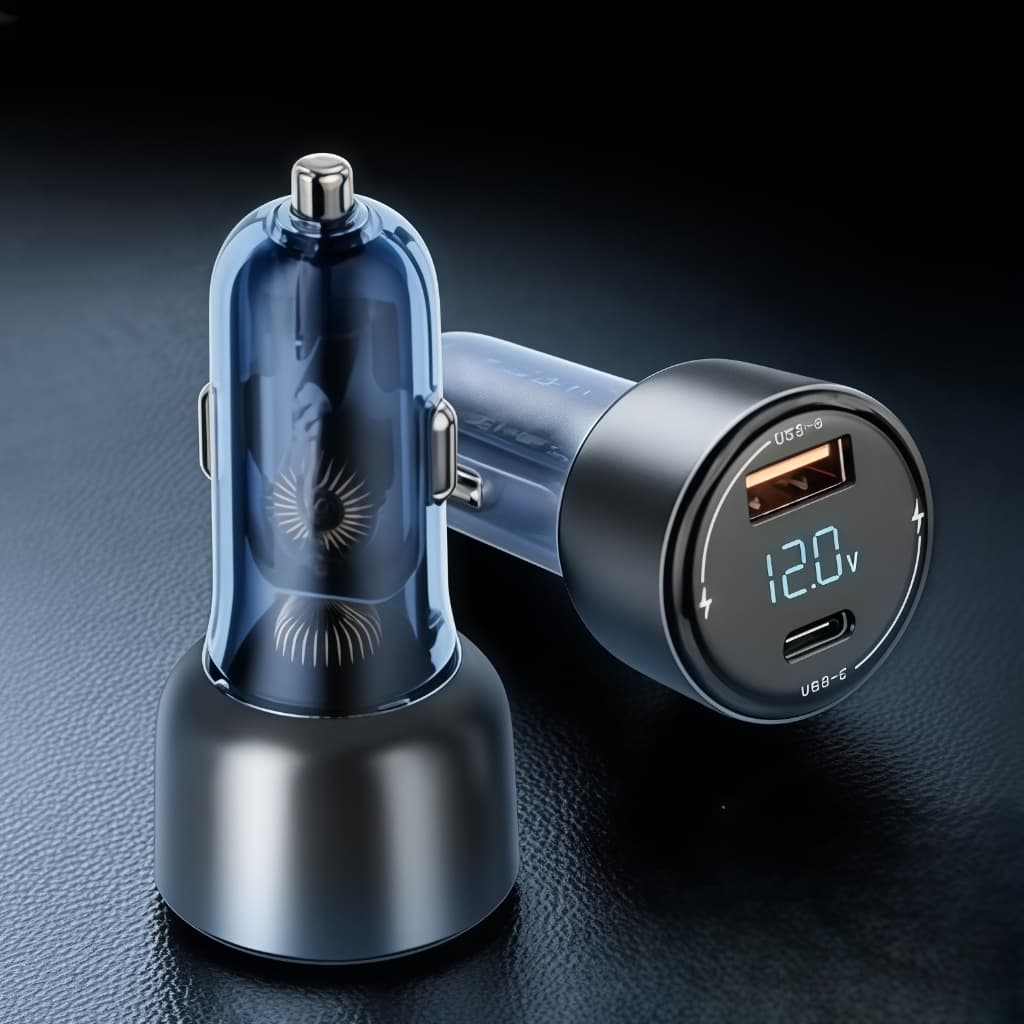 Carregador Veicular Turbo LED 38W Carregador USB e Tipo C -J3