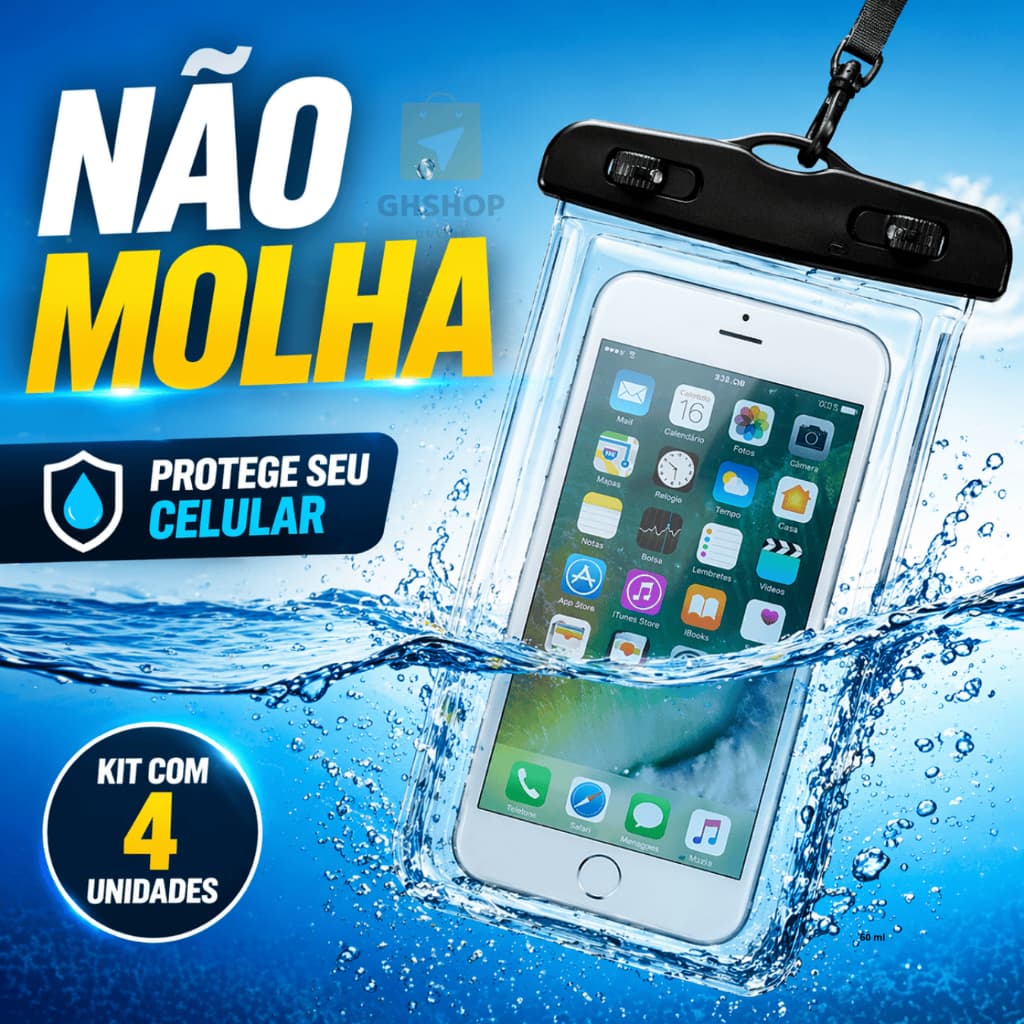 Kit 4 Capinha Aprova Dágua Celular Bolsa Capa Impermeável Universal Para Celular