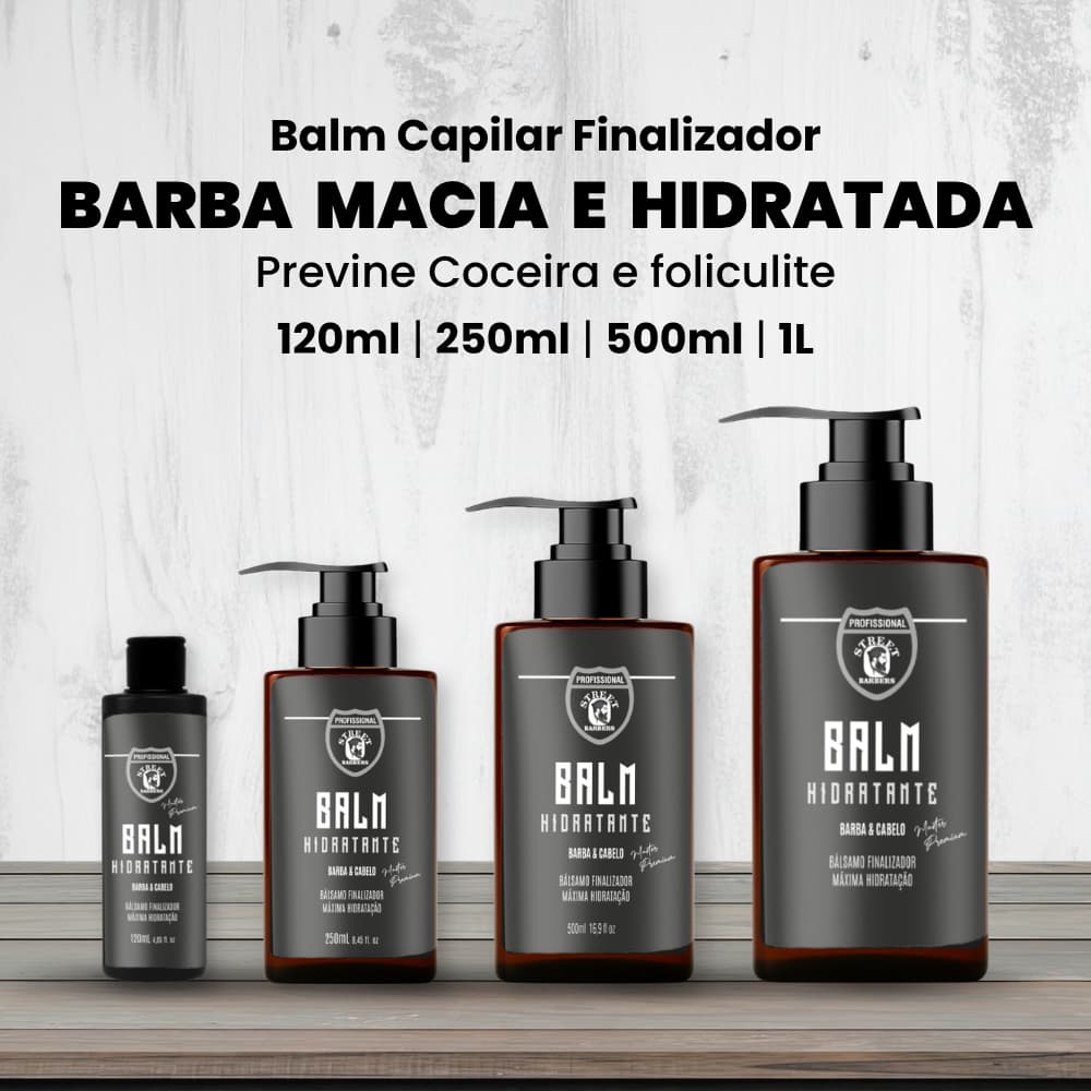 Balm Hidratante Barba e Cabelo Perfumado com Proteção Térmica Street Barbers
