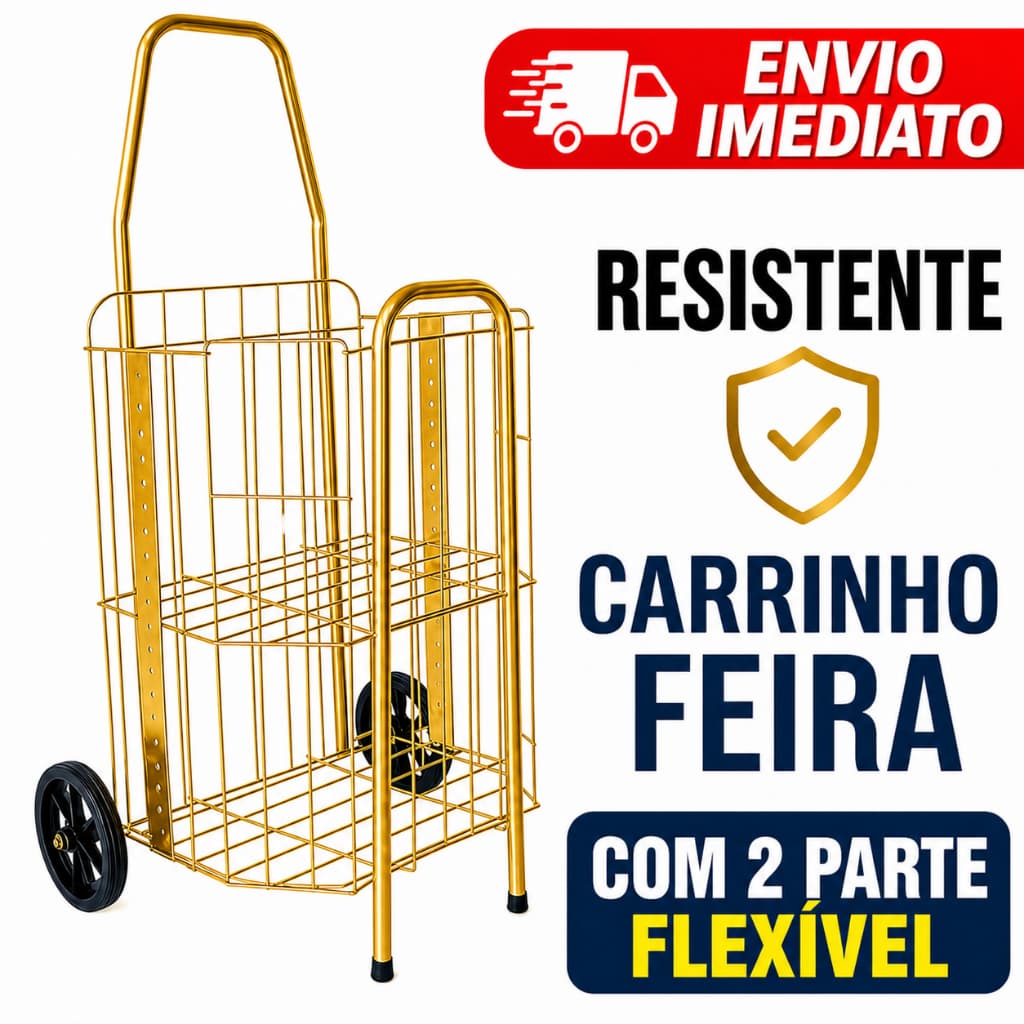 🛒 Carrinho de Feira multiuso Reforçado Compacto Àgil 60kg Dobrável feiras cooler caixa mala