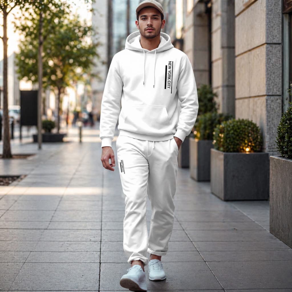 Conjunto Blusa De Frio Masculino Moletom + Calça Moletom New York City Canguru Algodão Unissex Promoção